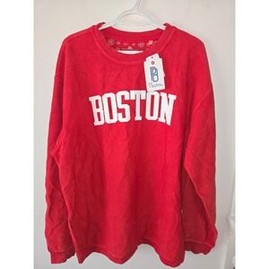Pressbox‎ Boston Corduroy Long Sleeve Crew Neck Sweatshirt Red Men's 2XL
